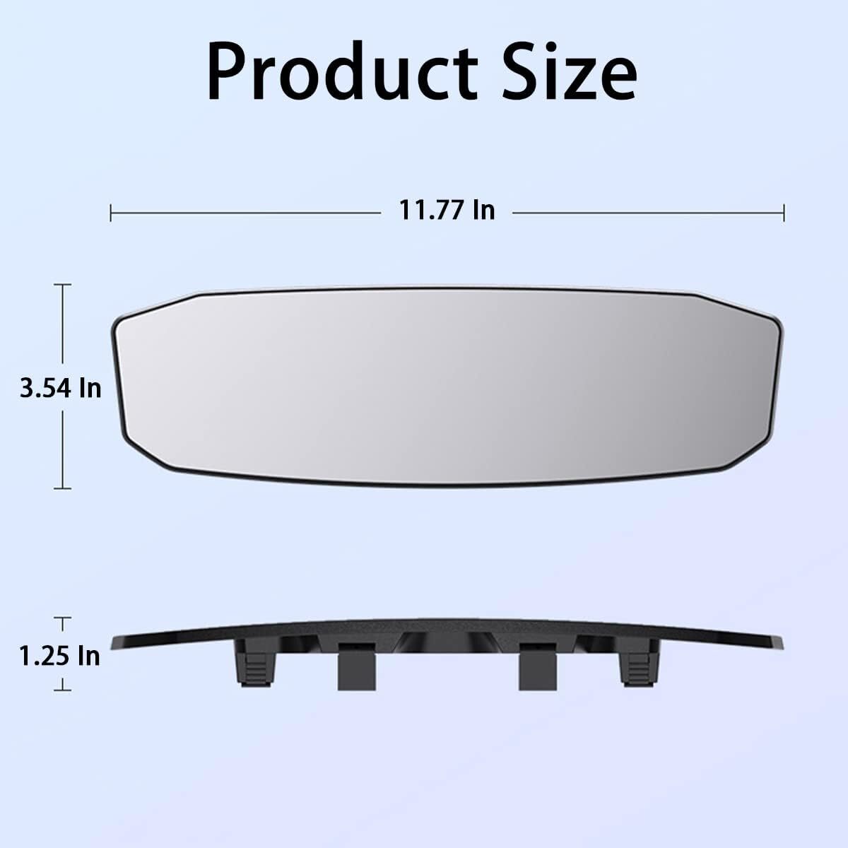 Car Rear View Mirror 12Inch HD Wide Angle Extended Curved Mirror Convex Rearview