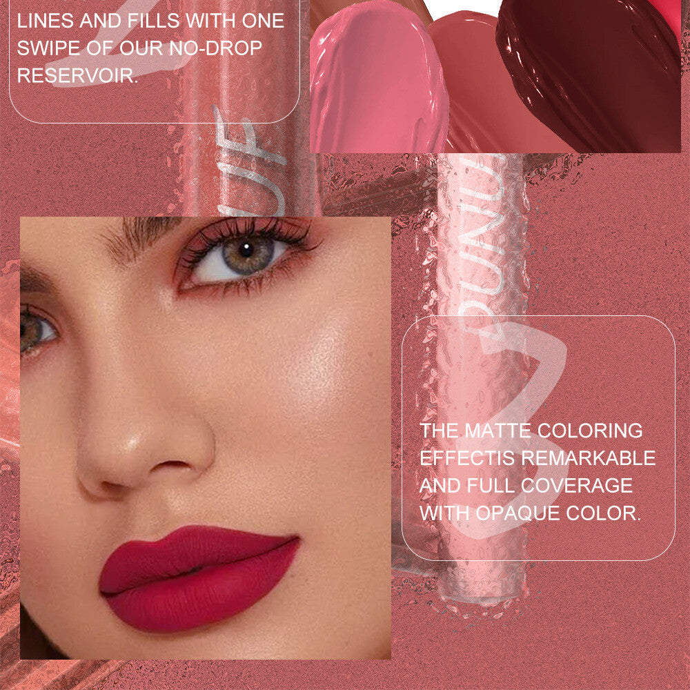 2-in-1 Lip Liner & Lipstick – Velvet Matte, Waterproof, Long Lasting Lip Gloss