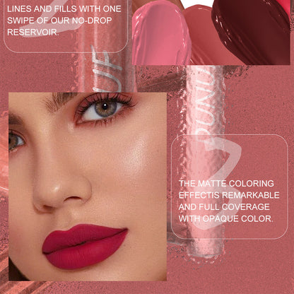 2-in-1 Lip Liner & Lipstick – Velvet Matte, Waterproof, Long Lasting Lip Gloss