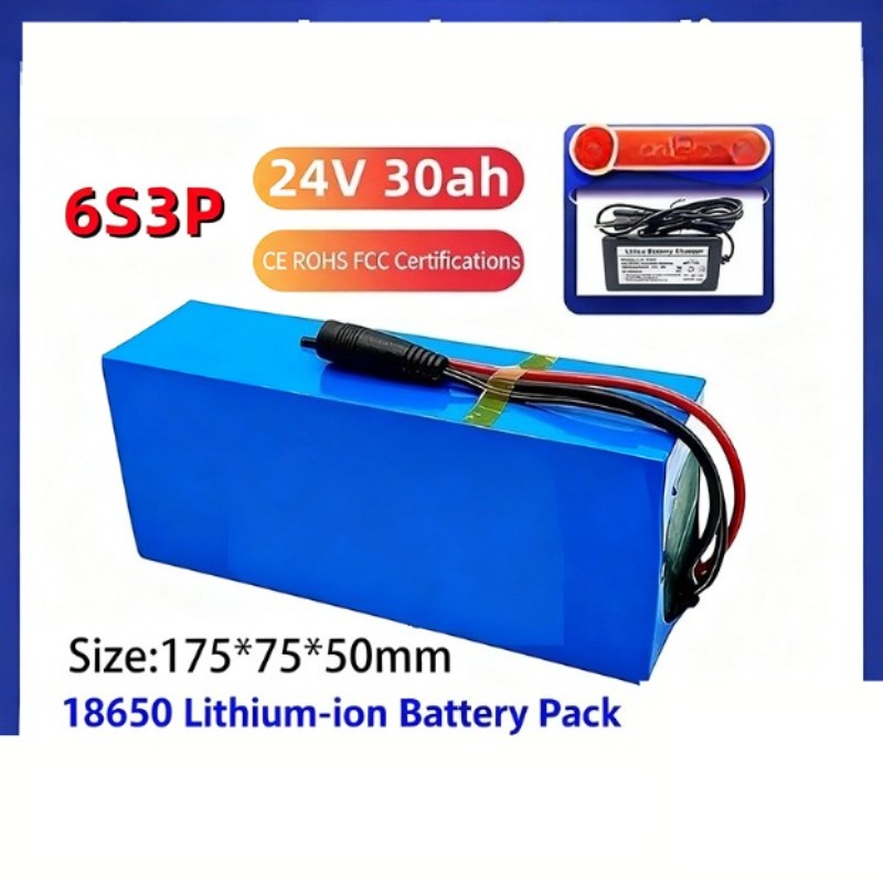 24V 30Ah 6S3P Li-ion Battery Pack with BMS for Electric Scooter E-Bike
