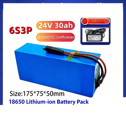 24V 30Ah 6S3P Li-ion Battery Pack with BMS for Electric Scooter E-Bike