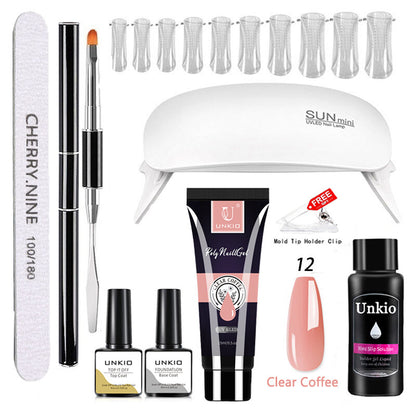 Poly Nail Gel Set with LED Lamp full Manicure Set Building for Nail Art Tool Kit