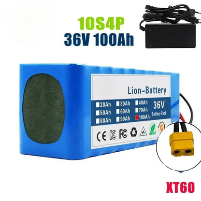 10S4P 36V 100Ah Rechargeable Batteries Li-ion Scooter Battery Pack for E-bike