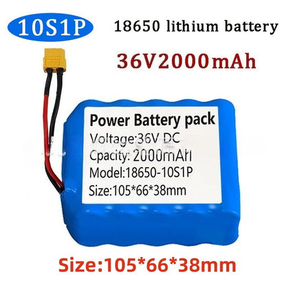 36V 2Ah 10S1P Li-ion Battery Pack with BMS for Electric Scooter E-bike