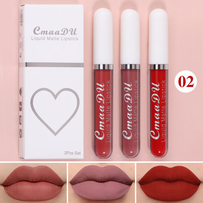 3pcs Matte Liquid Lipstick Set Transfer Proof Long Lasting Non-Sticky Lip Gloss