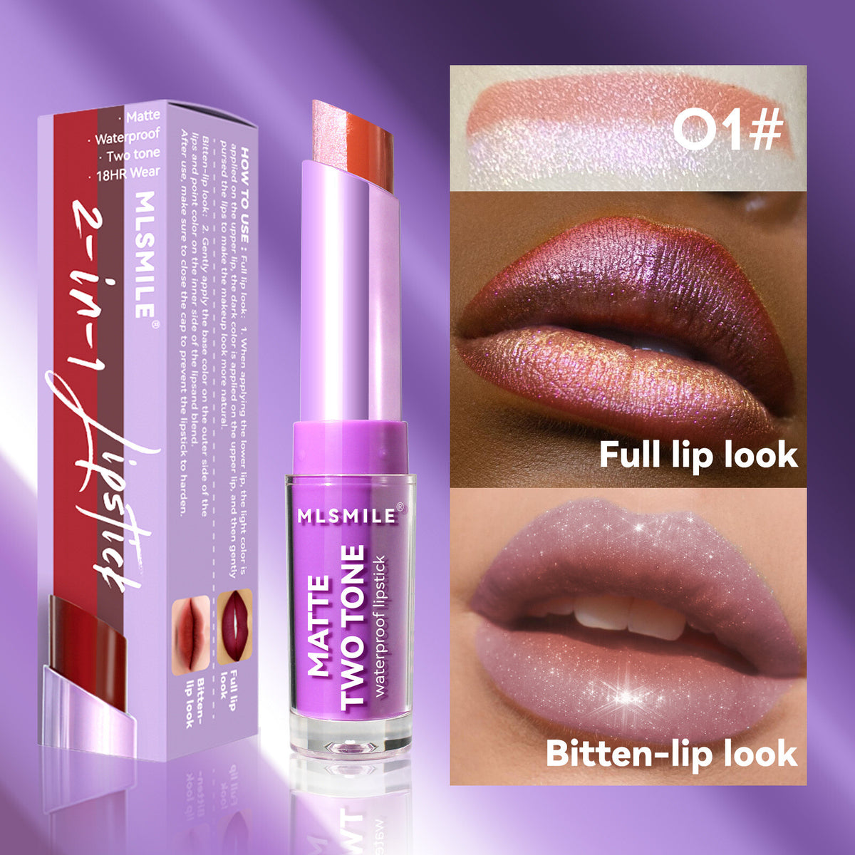 Lip Gloss Two-color Matte Lip Glaze Velvet Lipstick Waterproof Non-Stick Cup