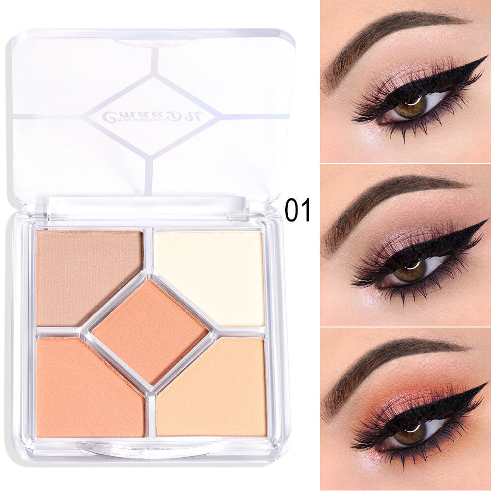 5-Color Eye Shadow Palette - Matte & Shimmer, Blendable, No Fallout Eyeshadow