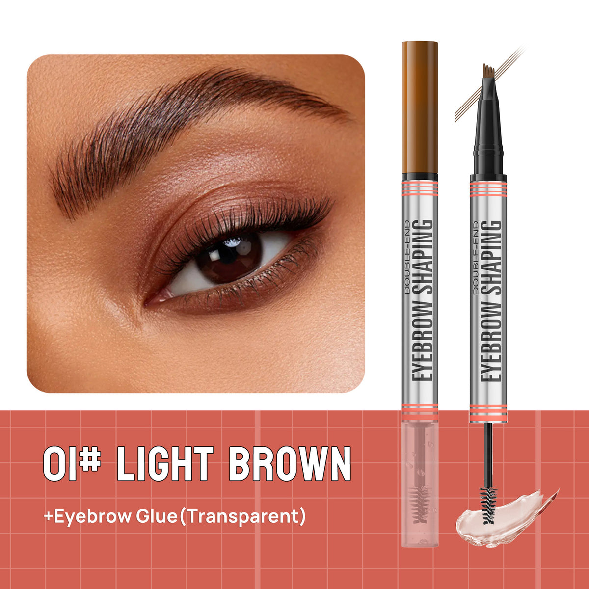 2in1 Forked Liquid Brow Pen Eyebrow Liner - Natural Hair Strokes, Waterproof