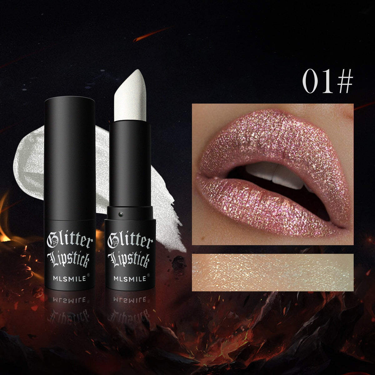 Matte Glitter Black Red Lipstick Noir Envy Halloween Goth Punk Emo Vampire