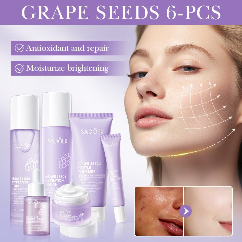 6pcs/set Grape Seed Essence Skincare Gift Box Antioxidant Repair Moisturize