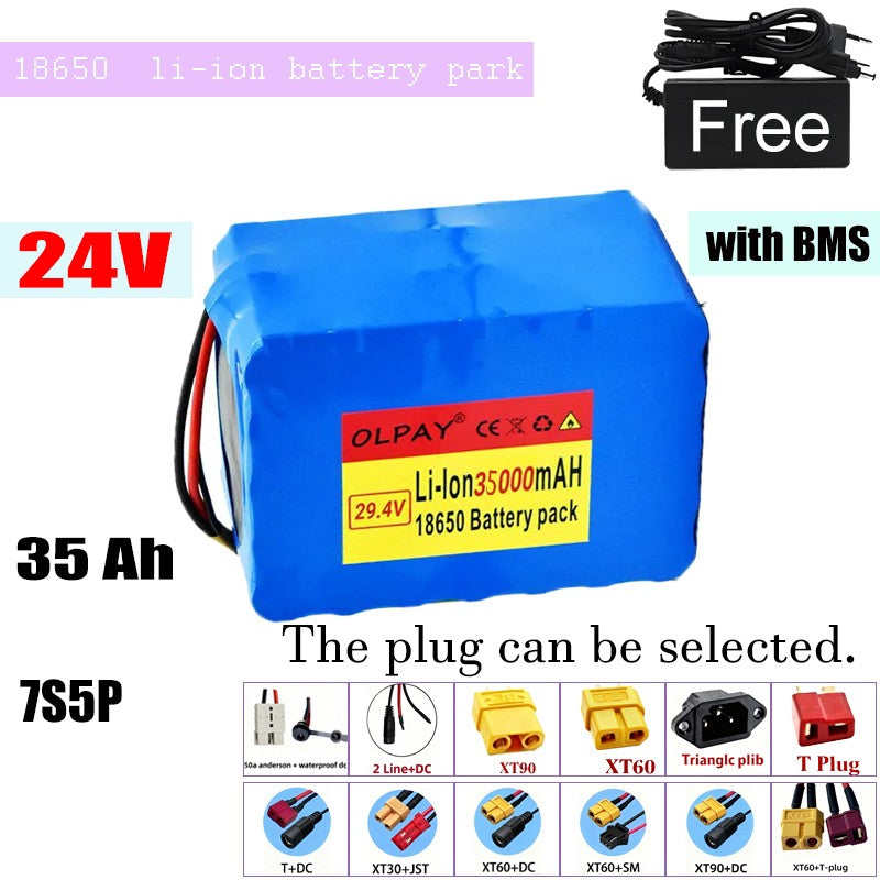 24V 35Ah 7S5P Li-ion Battery Pack High Power with BMS for Electric Bicycle