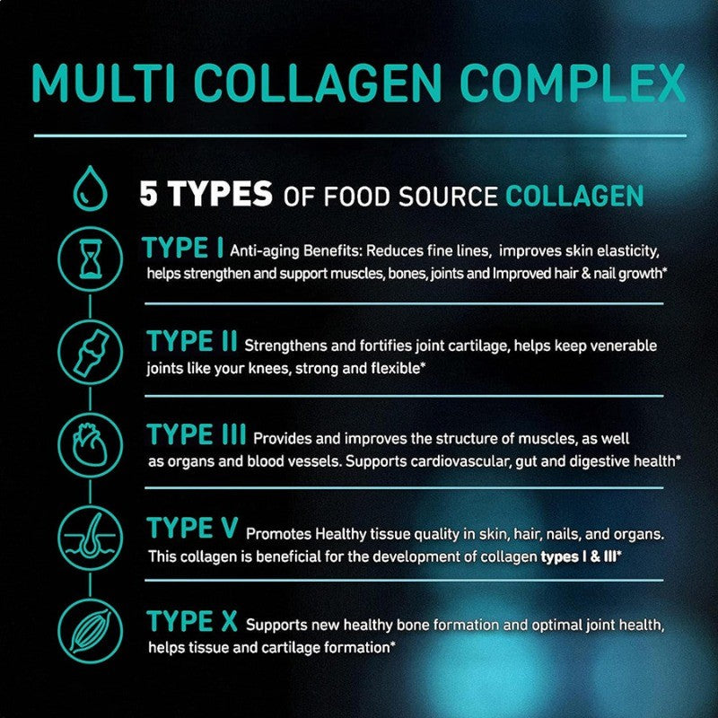 Collagen Complex Capsules with Hyaluronic Acid Vitamin C for Skin Hair Nails