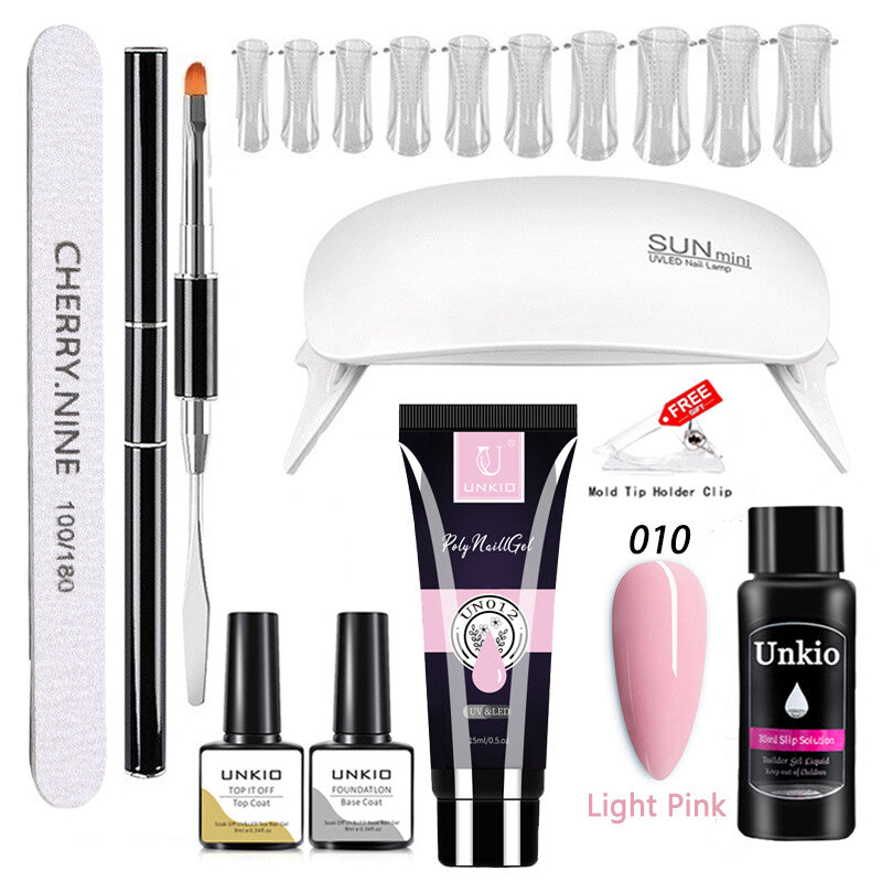 Poly Nail Gel Set with LED Lamp full Manicure Set Building for Nail Art Tool Kit