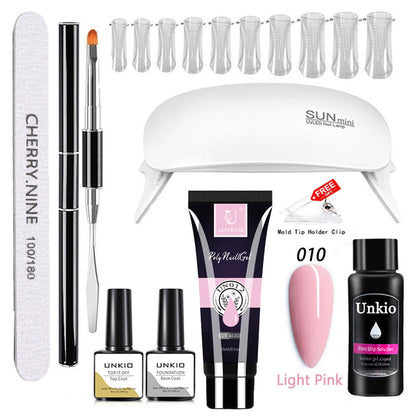 Poly Nail Gel Set with LED Lamp full Manicure Set Building for Nail Art Tool Kit