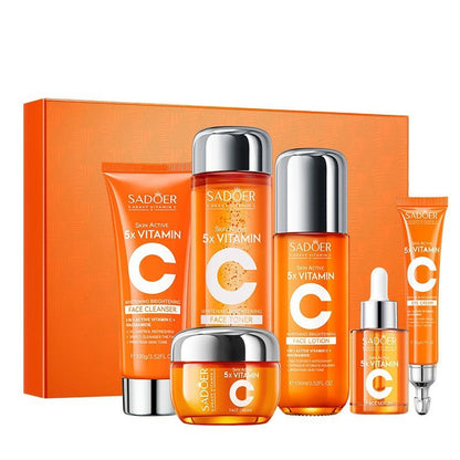 5X Vitamin C Brightening Skincare Gift Set Cleanser Toner Lotion Serum Cream