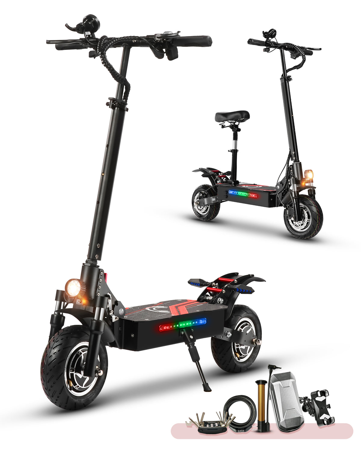 Off-road Electric Scooter Adult with Seat Dual Motor 60V 6000W 85km/h 11Inch