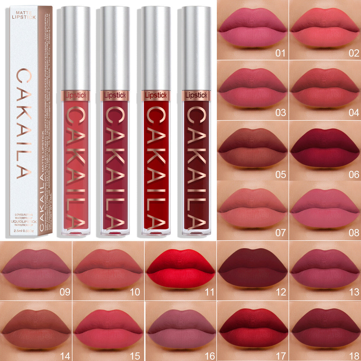 18-Color Matte Liquid Lipstick - Waterproof Smudge-Proof, Long-Lasting Lip Gloss