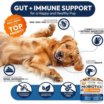 Dog Probiotics Chews with Digestive Enzymes for Gut Health & Diarrhea Relief