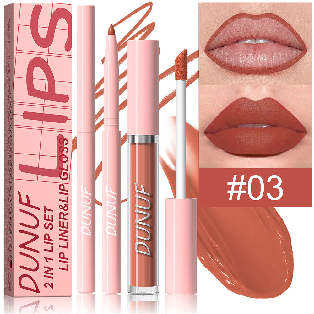 2-in-1 Lip Liner & Lipstick – Velvet Matte, Waterproof, Long Lasting Lip Gloss