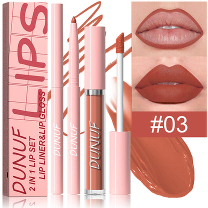 2-in-1 Lip Liner & Lipstick – Velvet Matte, Waterproof, Long Lasting Lip Gloss