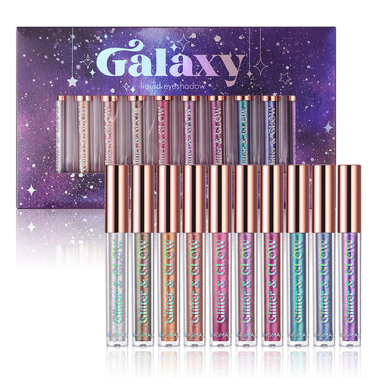 10-Color Diamond Liquid Eye Shadow Set - High Shine, Waterproof, Longwear