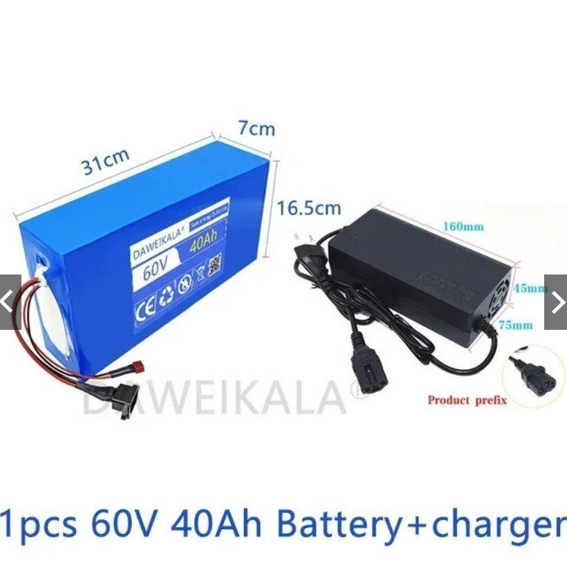 60V 40Ah Li-ion Battery Pack 16S8P for Electric Scooter E-Bike with BMS