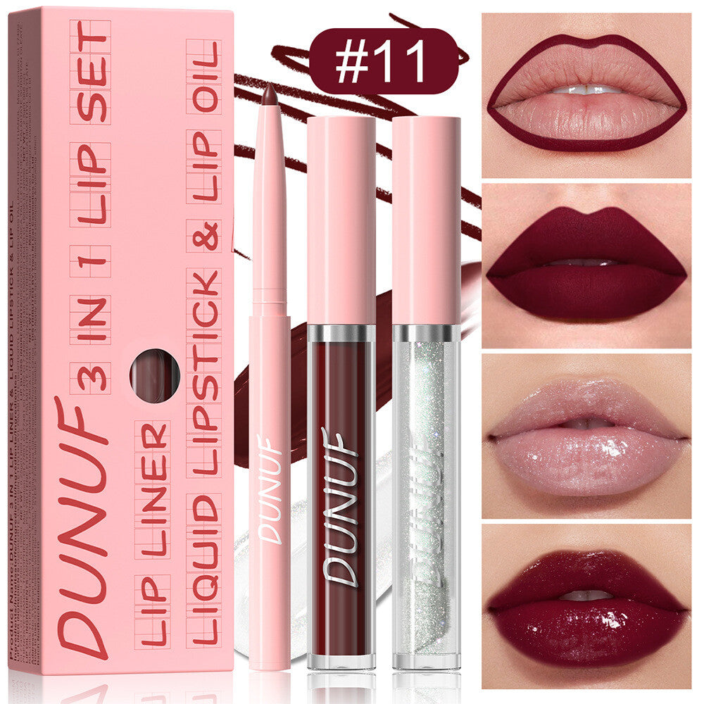 3-in-1 Lip Liner + Lips Gloss + Lip Oil 💄 Matte & Shimmer 🌸 Long Lasting