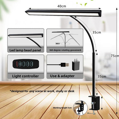 LED Dual Head Reading Desk Lamp Folding Swing Arm Desk Lamp with Clamp