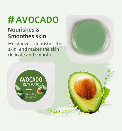 10pcs Gift Box Jelly Green Tea Avocado Clay Mask Hydrate Moisturize Skin Masks