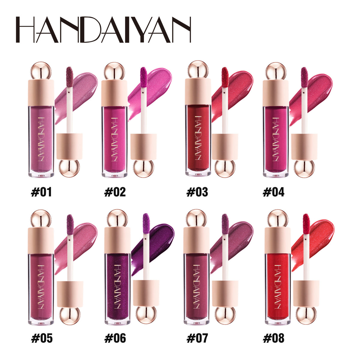 8-Color Shimmer Lip Gloss - Velvet Matte & Glossy, Moisturizing Liquid Lipstick