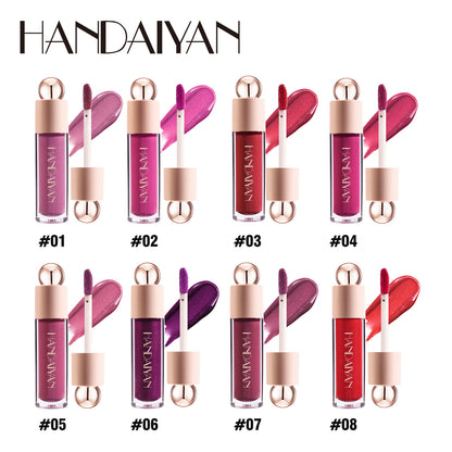 8-Color Shimmer Lip Gloss - Velvet Matte & Glossy, Moisturizing Liquid Lipstick