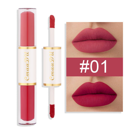 2-in-1 Double Ended Matte Lip Gloss Lipstick - Long Lasting, Waterproof