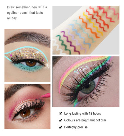 20-Color Waterproof Eyeliner Gift Set Quick-Dry Matte Colorful Makeup for Women