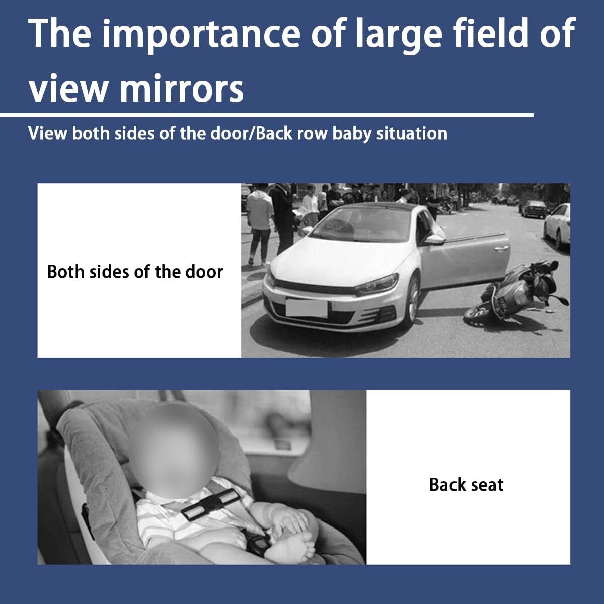Car Rear View Mirror 12Inch HD Wide Angle Extended Curved Mirror Convex Rearview