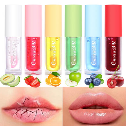 6-Color Fruit Flavored Lip Tint - Color Changing, Sheer Glossy Finish Lip Gloss