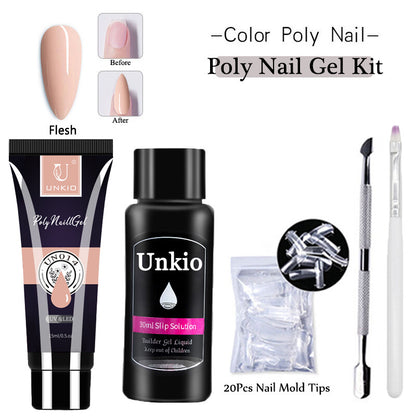 Acrylic Extension Poly Nail Gel Kit Quick Building Complete Tools Brush Form Set