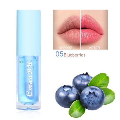 6-Color Fruit Flavored Lip Tint - Color Changing, Sheer Glossy Finish Lip Gloss