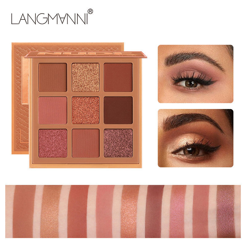 9-Color Eye Shadow Palette - Matte & Shimmer, Longwear, No Fallout Eyeshadow