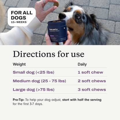 Dog Probiotic Soft Chews for Gut Health, Diarrhea & Allergy Relief, Salmon 30 Ct