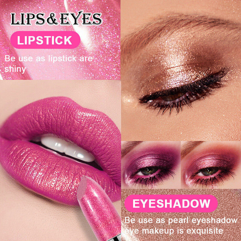 Shimmer Lipstick ✨ Moisturizing & Highly Pigmented 💋 Multi-Use as Eyeshadow