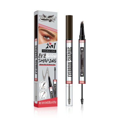 2in1 Forked Liquid Brow Pen Eyebrow Liner - Natural Hair Strokes, Waterproof