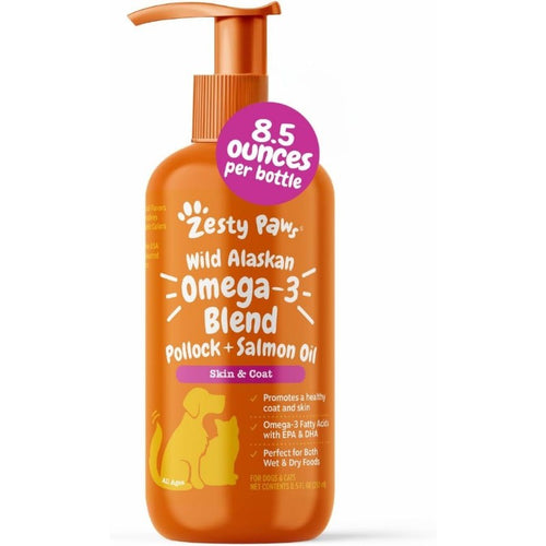 Omega 3 Fish Oil for Dogs & Cats with Pollock & Salmon, Skin & Coat Support