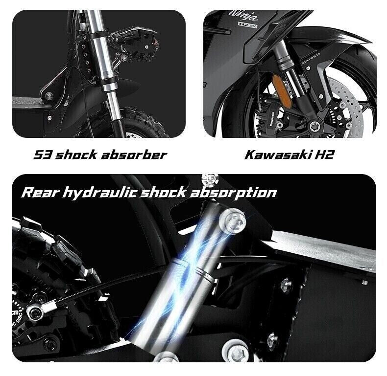 Folding Off-Road 11" Electric Scooters For Adults with Seat Dual Motor 80KM/H