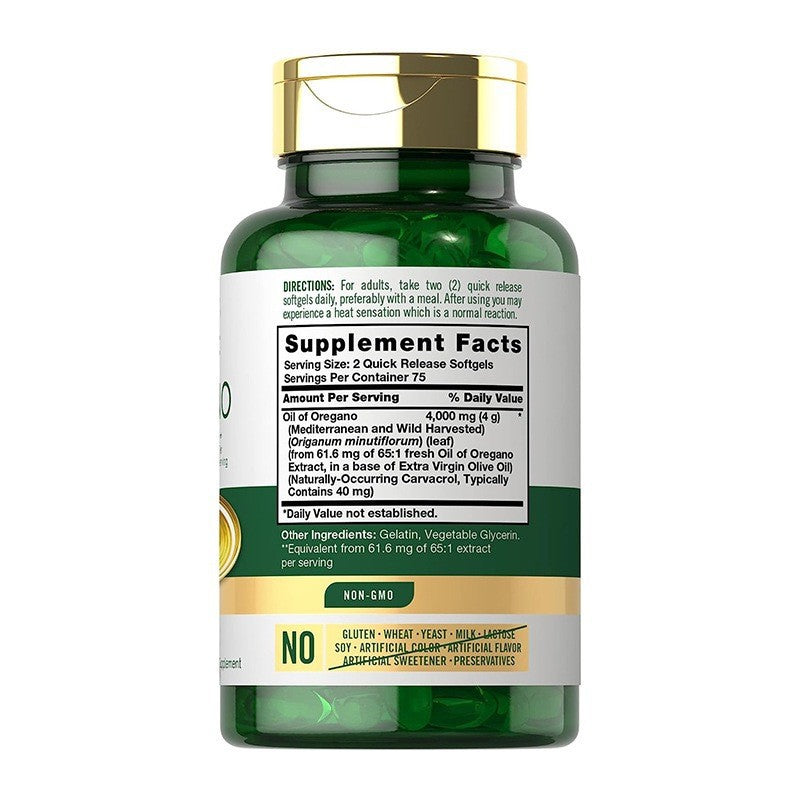 Oregano Oil Softgels 4000mg 150 Count Natural Immune Support 90% Carvacrol