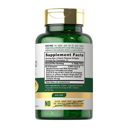 Oregano Oil Softgels 4000mg 150 Count Natural Immune Support 90% Carvacrol