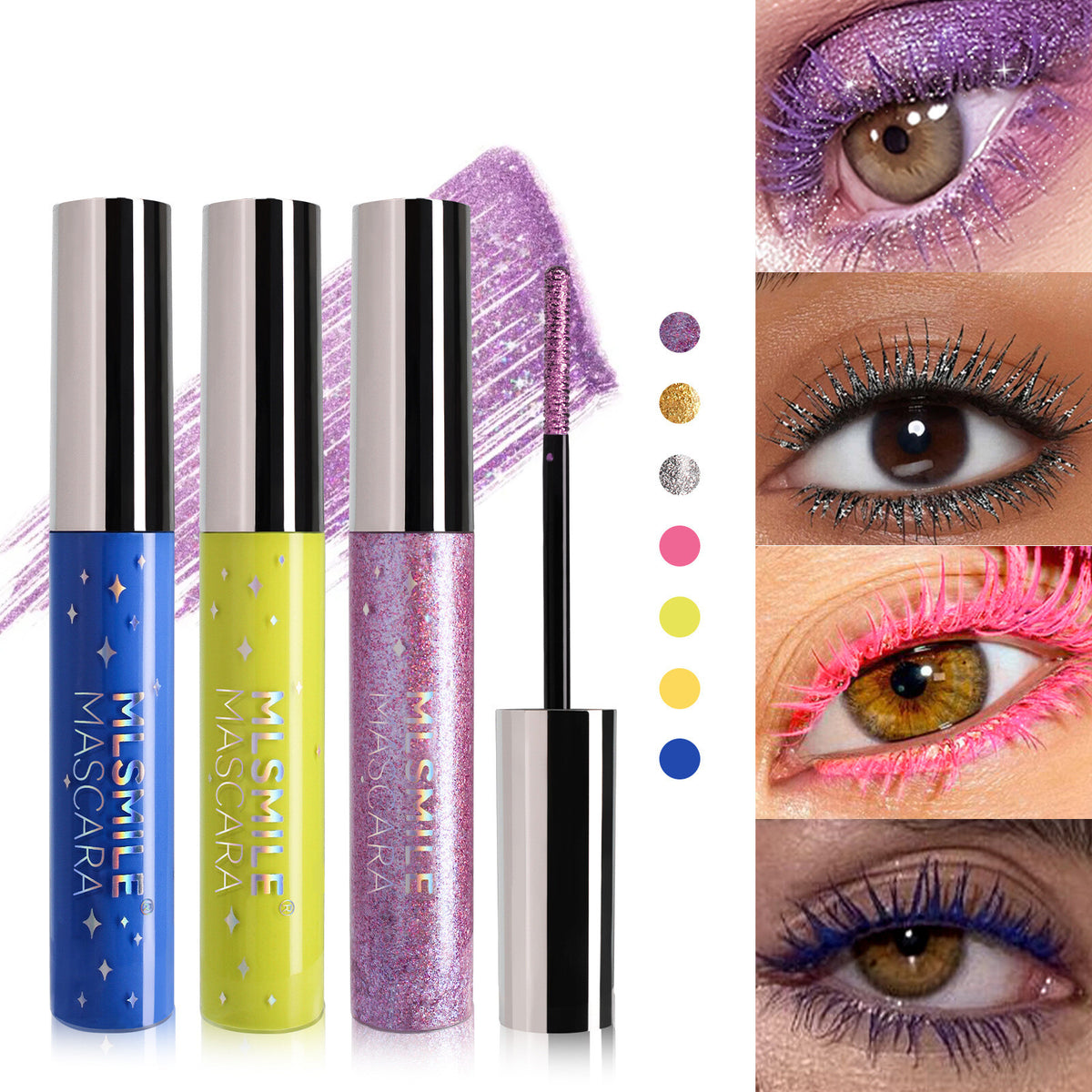 Glitter Mascara - Colorful Shimmer, Waterproof, Spiral Brush, Christmas/Cosplay