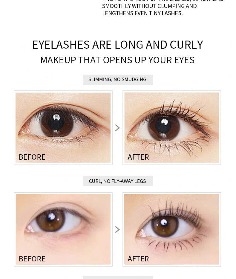 2-in-1 Double-Ended Mascara - Volumizing Base + Color Top Coat, Smudge-Proof