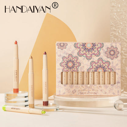 12-Color Dual-Ended Eyeshadow Pencil Set With Sharpener Creamy Eye shadow Stick