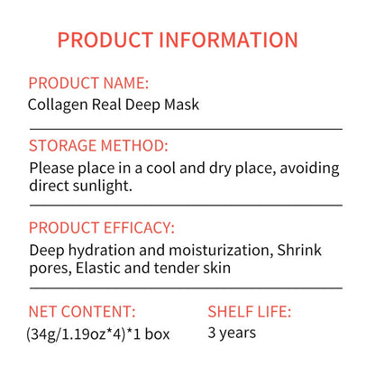4pcs Collagen Gel Mask Set - Hydrating, Pore Minimizing, Split Design Skin Masks