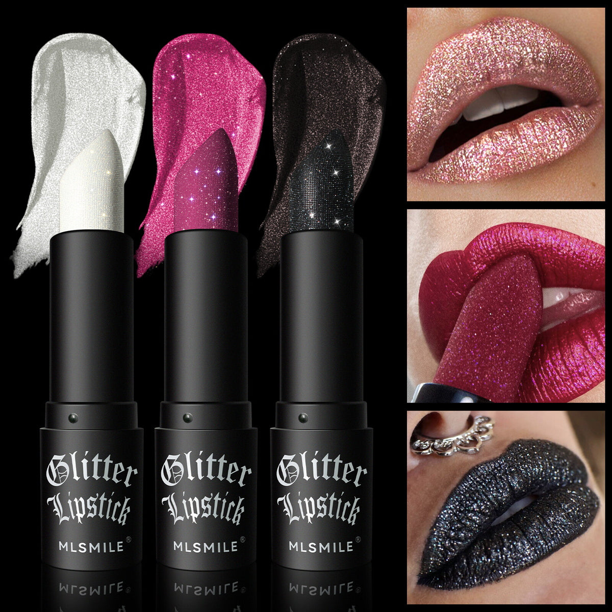 Matte Glitter Black Red Lipstick Noir Envy Halloween Goth Punk Emo Vampire